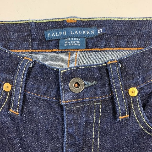Ralph Lauren 27" Jeans Thompson 650 Blue Label Slim Leg Dark 32" - Picture 5 of 7